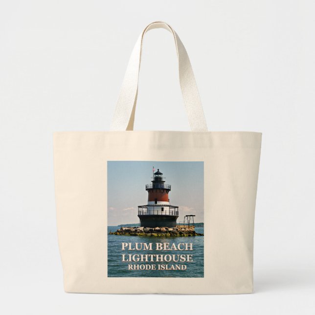 Plum Beach Lighthouse, Rhode Island Tote Bag Jumbo Stoffbeutel (Vorne)