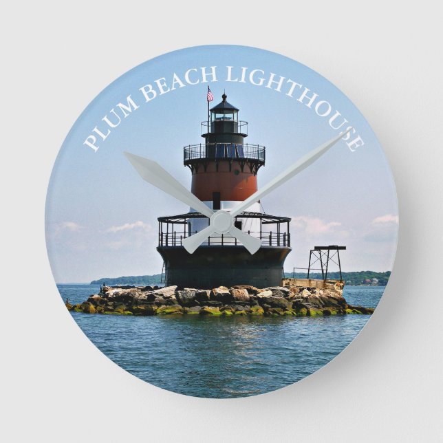 Plum Beach Lighthouse Rhode Island Wall Clock Runde Wanduhr (Vorderseite)