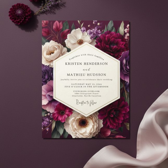 Plum Bloom Ethereal Wedding Einladung (Von Creator hochgeladen)