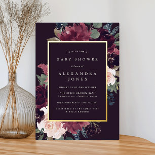 Plum Blossom Babydusche Folieneinladung