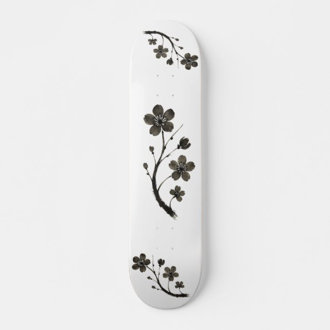 Plum Blossom - Botanisches Design auf Skateboard (Vorne)