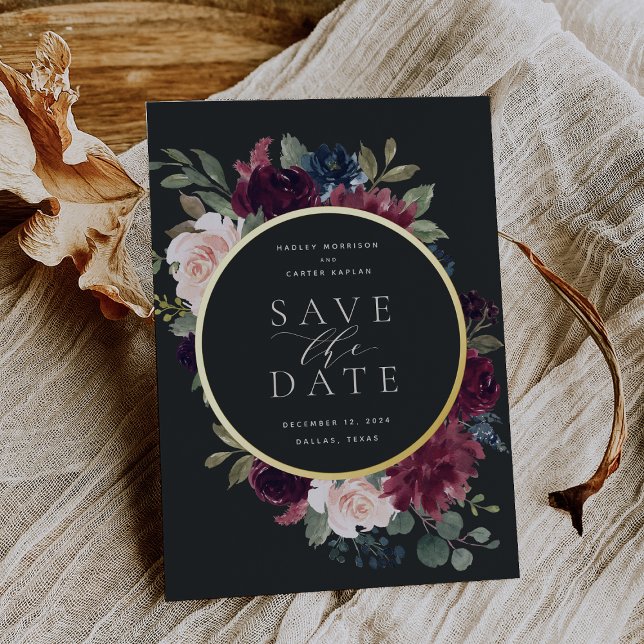 Plum Blossom Foil Save the Date Card Folieneinladung (Von Creator hochgeladen)