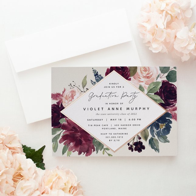 Plum Blossom Graduation Party Folieneinladung (Von Creator hochgeladen)