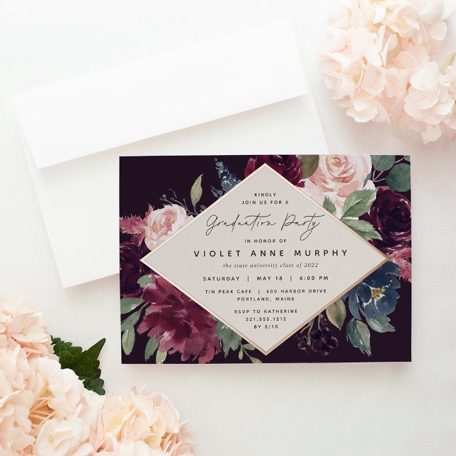 Plum Blossom Graduation Party Folieneinladung (Von Creator hochgeladen)