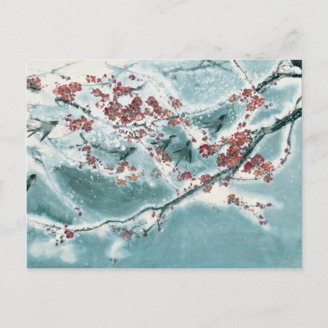 Plum Blossom im Schnee Postkarte (Vorderseite)