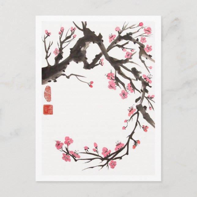 Plum Blossom Kurve Postkarte (Vorderseite)