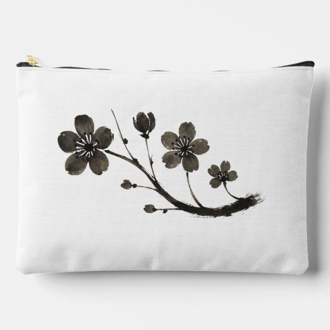 Plum Blossom Line Art - Botanisches Design auf Zubehörtasche (Vorderseite)