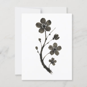 Plum Blossom Line Art: Minimaler botanischer Garte Postkarte