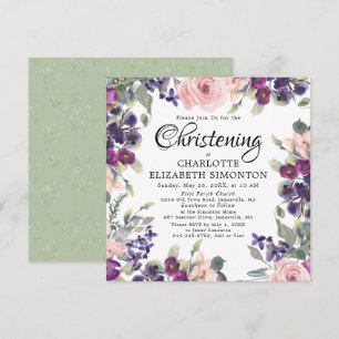 Plum Blush Floral Square Einladungen