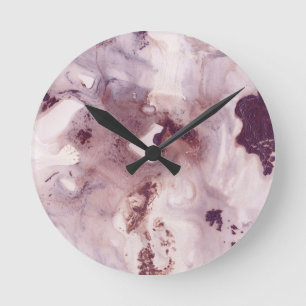 Plum Blush Ink Marble Glam #1 #wall #decor #art Runde Wanduhr