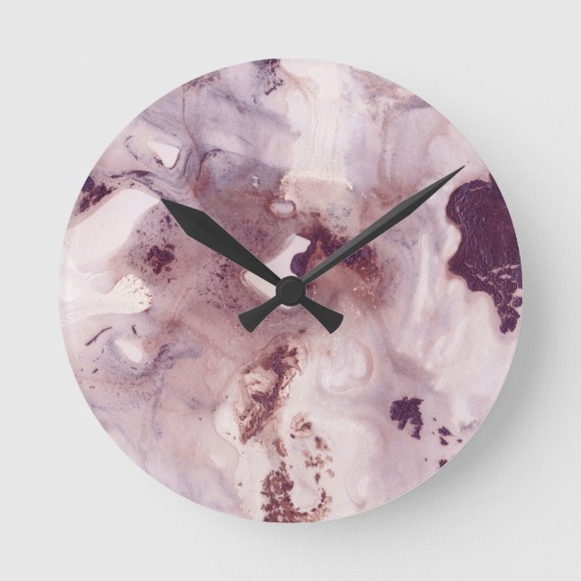 Plum Blush Ink Marble Glam #1 #wall #decor #art Runde Wanduhr (Vorderseite)