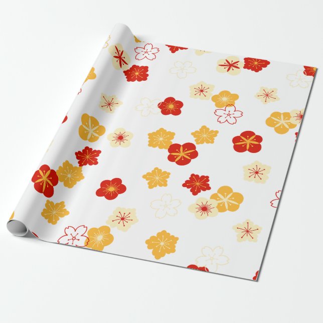 Plum Bossom Blume Chinesisch Neues Jahr Muster Geschenkpapier (Ungerollt)