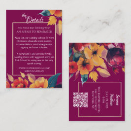 Plum Bouquet QR Code Wedding Details Begleitkarte