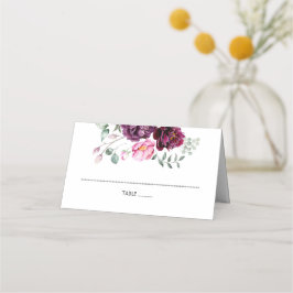 Plum Burgund und Blush Bloral Platzkarte