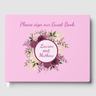 Plum Burgundy Blush Pink Floral Gästebuch