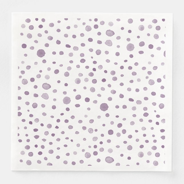 Plum Confetti Wasserfarbe Dots Papier Napkin Serviette (Vorderseite)
