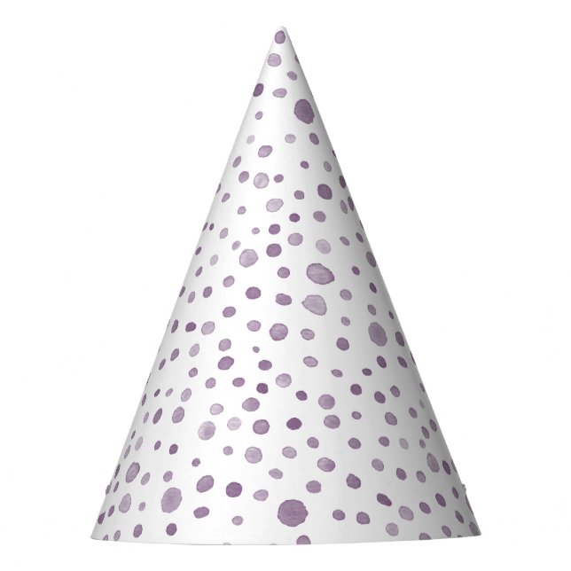 Plum Confetti Watercolor Dots Party Hat Partyhütchen (Vorderseite)
