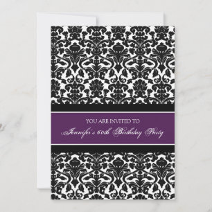Plum Damask 60. Geburtstagsparty Einladungen