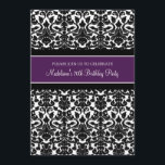 Plum Damask 70. Geburtstagsparty Einladungen<br><div class="desc">Individuelle 70. Geburtstagsparty Einladungen in eleganter Aubergine dunkellila,  schwarz-weiß klassisch blumengestaute Vintage Muster. Fügen Sie Ihren Namen und Ihre Party-Details für eine einzigartige und stilvolle Geburtstagsfeier-Einladung hinzu.</div>