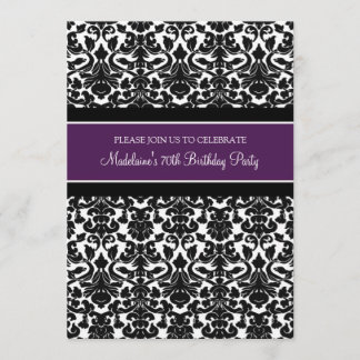 Plum Damask 70. Geburtstagsparty Einladungen