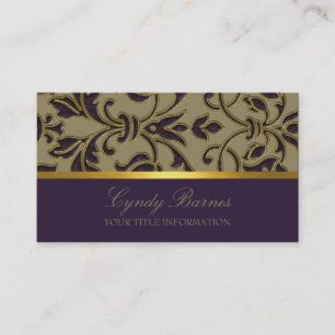 Plum Damask Business Card Visitenkarte
