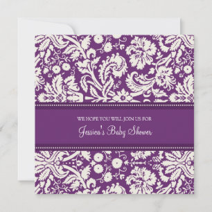Plum Damask Custom Baby Shower Invitations Einladung