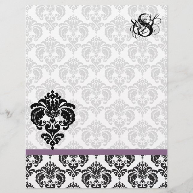 Plum Damask Monogram Letterhead (Vorderseite)