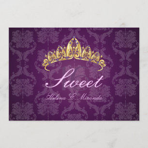 Plum Damask Sweet 16/ tiara/amethyst Einladungen