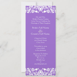 Plum Damask Wirbel Hochzeitsfeier Einladung