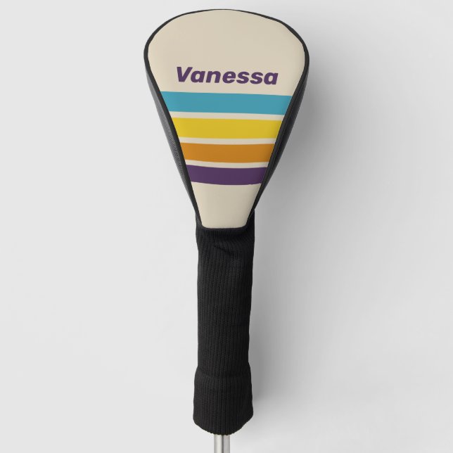 Plum Dust Rainbow Across Striping with Name Golf Headcover (Vorderseite)