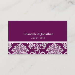 Plum Elegante Damask Business Card Visitenkarte