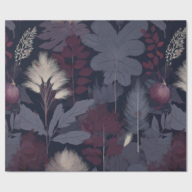 Plum Fig & Pampas Grass Seamless Autumn Geschenkpapier (Flach)