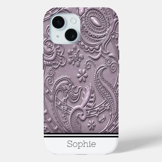 Plum Floral Damask Custom Samsung Case-Mate iPhone Hülle (Rückseite)