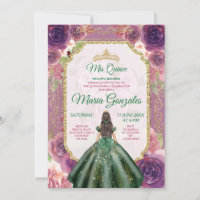 Plum Floral Girl Charra Mis Quince Emerald Green