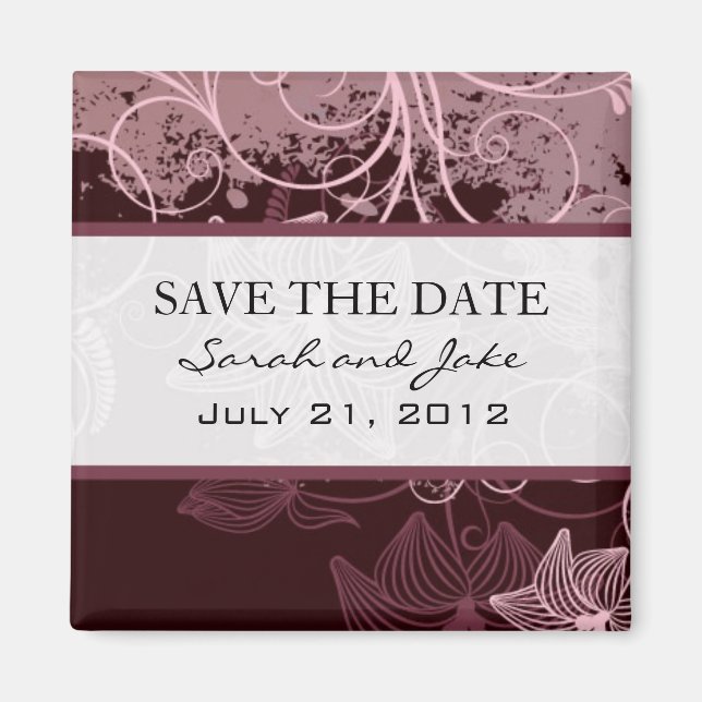 Plum Floral Save the Date Kühlschrankmagnet Magnet (Vorne)