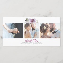 Plum Floral Watercolor 3 Fotos Hochzeit Vielen Dan Dankeskarte