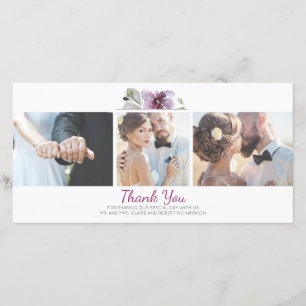 Plum Floral Watercolor 3 Fotos Hochzeit Vielen Dan Dankeskarte