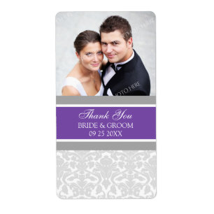 Plum Gray Damask Foto Hochzeitstempel