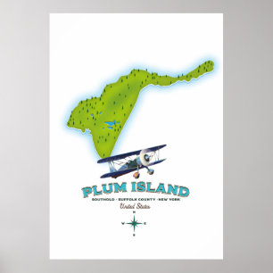Plum Island, Southold Suffolk County, New York Kar Poster