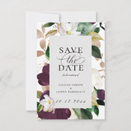 Plum Ivory Floral Save the Date Ankündigung