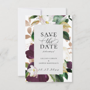 Plum Ivory Floral Save the Date Ankündigung