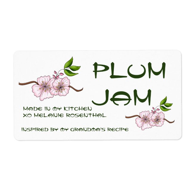 Plum Jam Jar Label (Anpassen) (Vorne)