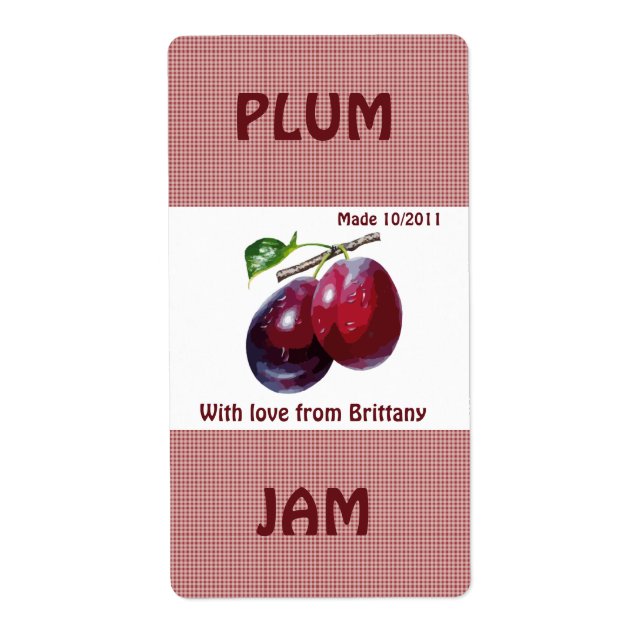 Plum Jam Jar Label (Anpassen) (Vorne)