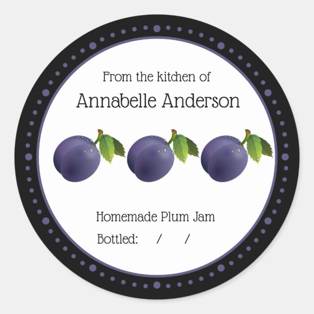 Plum Jam Modernes Minimalistisch Personalisieren Runder Aufkleber (Vorderseite)