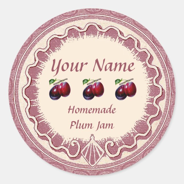 Plum Jam Personalize Pink Runder Aufkleber (Vorderseite)