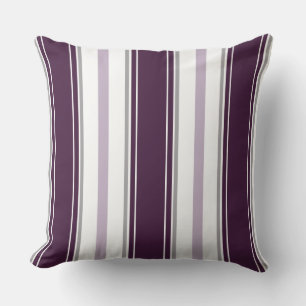 Plum Lavender Grau Weiße Streifen   Kissen