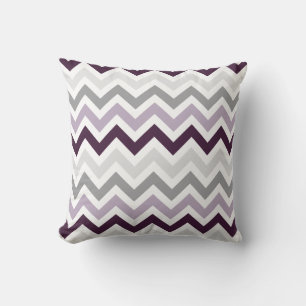 Plum Lavender Gray Zickzack Zigzag Muster Kissen