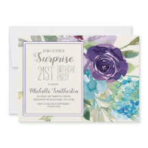 Plum Lila Blue Floral Überraschung 21. Geburtstag