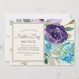 Plum Lila Blue Watercolor Blumenmutter Day Einladung