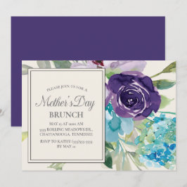 Plum Lila Blue Watercolor Blumenmutter Day Einladung